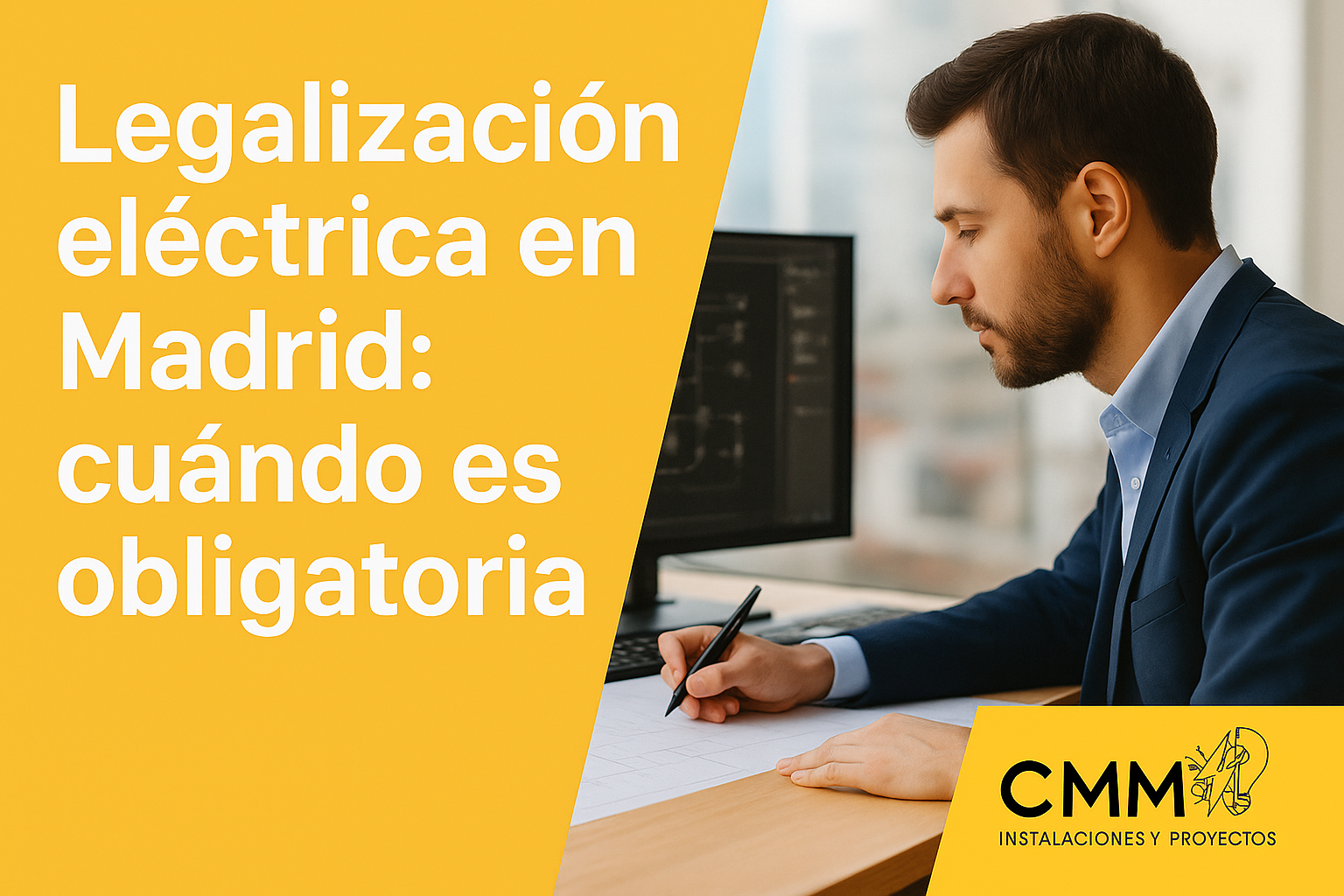 Ingeniero eléctrico Madrid revisando planos para la legalización eléctrica